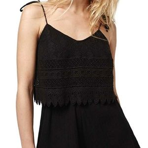 Topshop black crochet layer romper